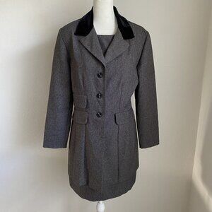 Breakin' Loose Womens 7/8 Grey 2-Piece Dress & Blazer Suit Black Velvet Collar